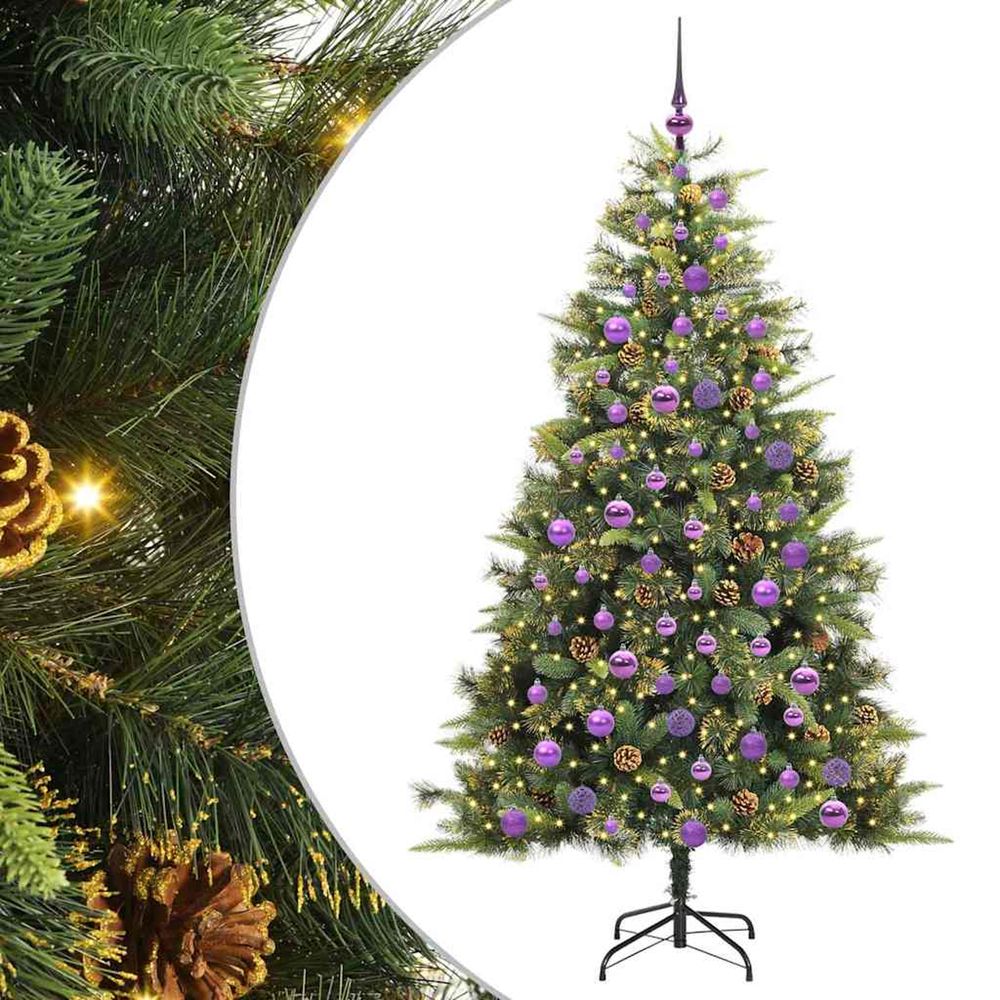 Sapin de noël artificiel avec branches pliables et cônes vert