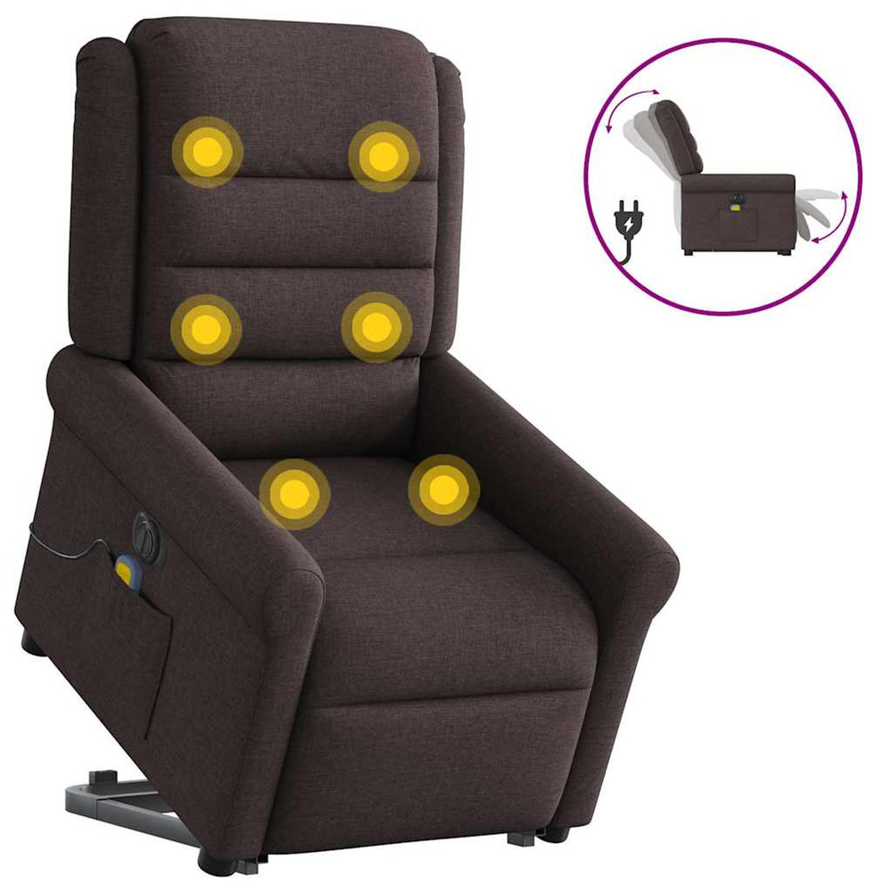 Fauteuil inclinable de massage électrique marron foncé tissu
