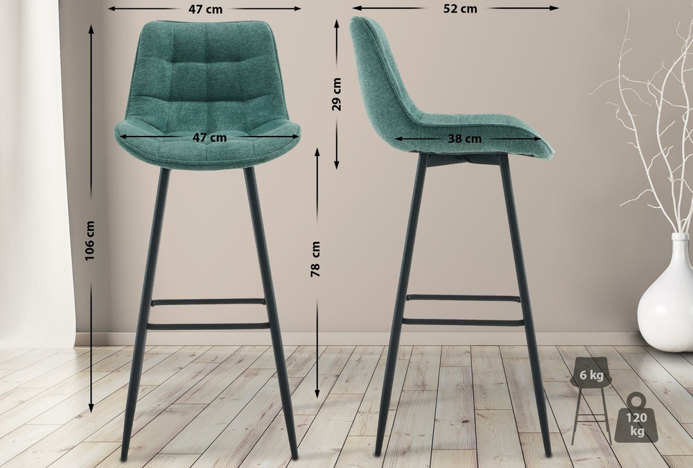 Lot de 2 tabourets de bar tissu dartford