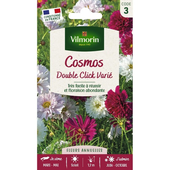 Sachet de graines cosmos double click varié : embellissez votre extérieur facile