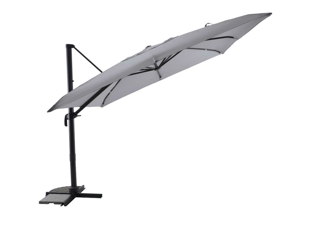 Parasol déportée 3 x 3 m inclinable 5 positions gris clair