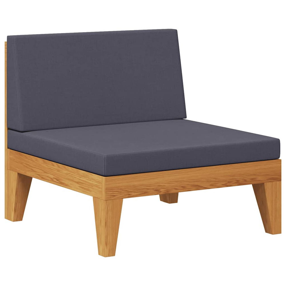 Canapé central sectionnel et coussins gris foncé bois d'acacia