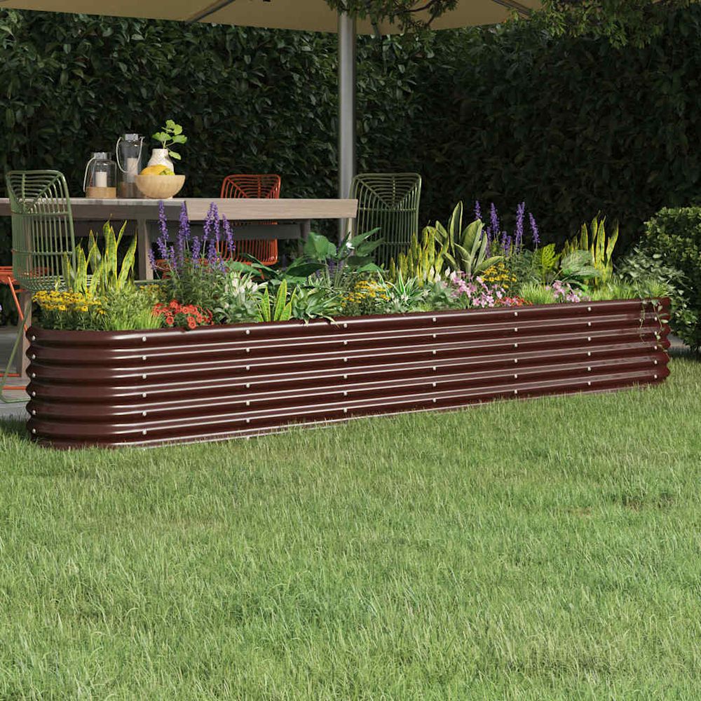 Jardinière surélevée acier potager pour jardin balcon marron 260x40x36 cm