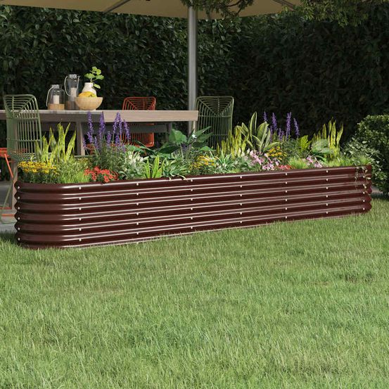 Jardinière surélevée acier potager pour jardin balcon marron 260x40x36 cm