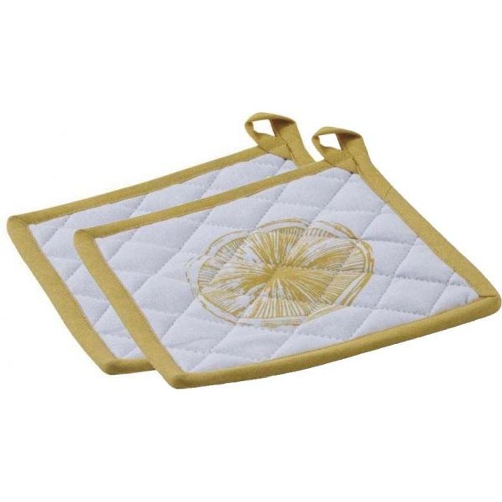 Manique en coton citron (lot de 2)