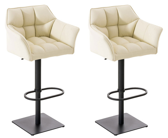 Lot de 2 tabourets de bar damaso simili cuir noir