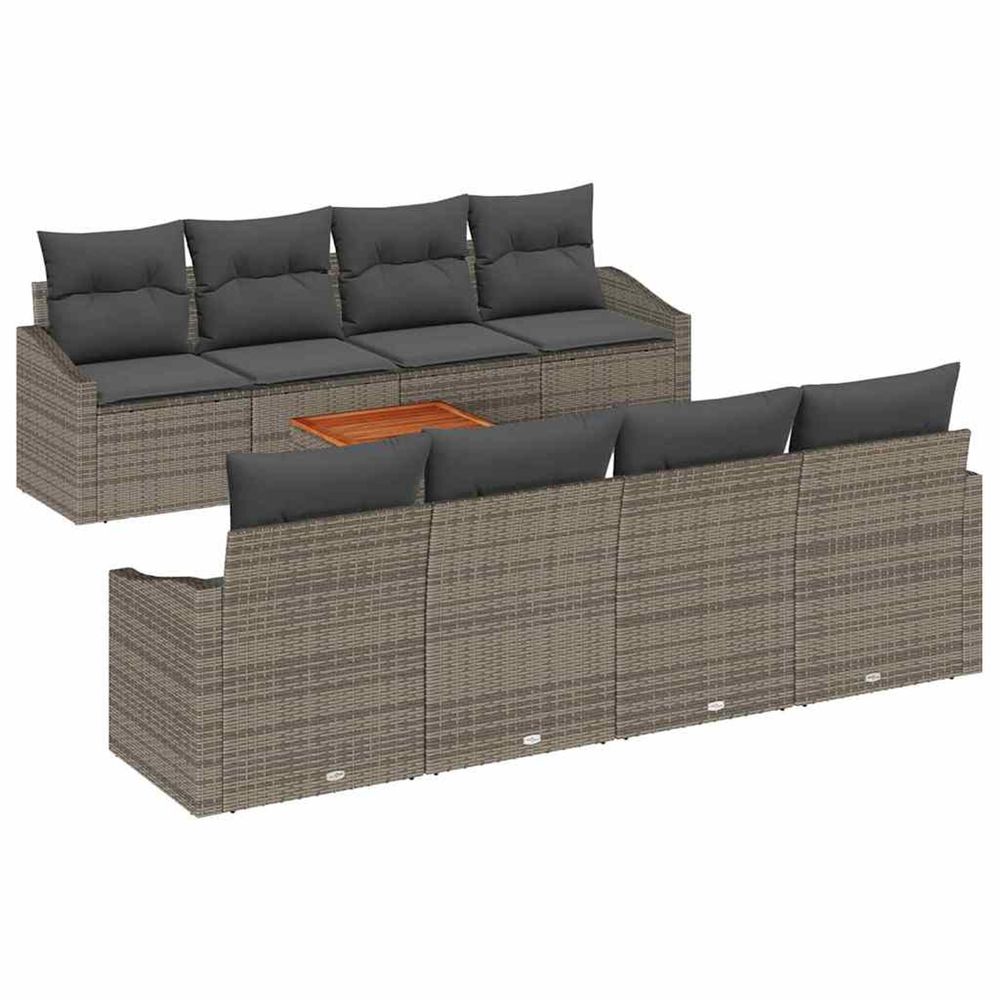 Ensemble de canapé de jardin 9 pc gris polyrotin