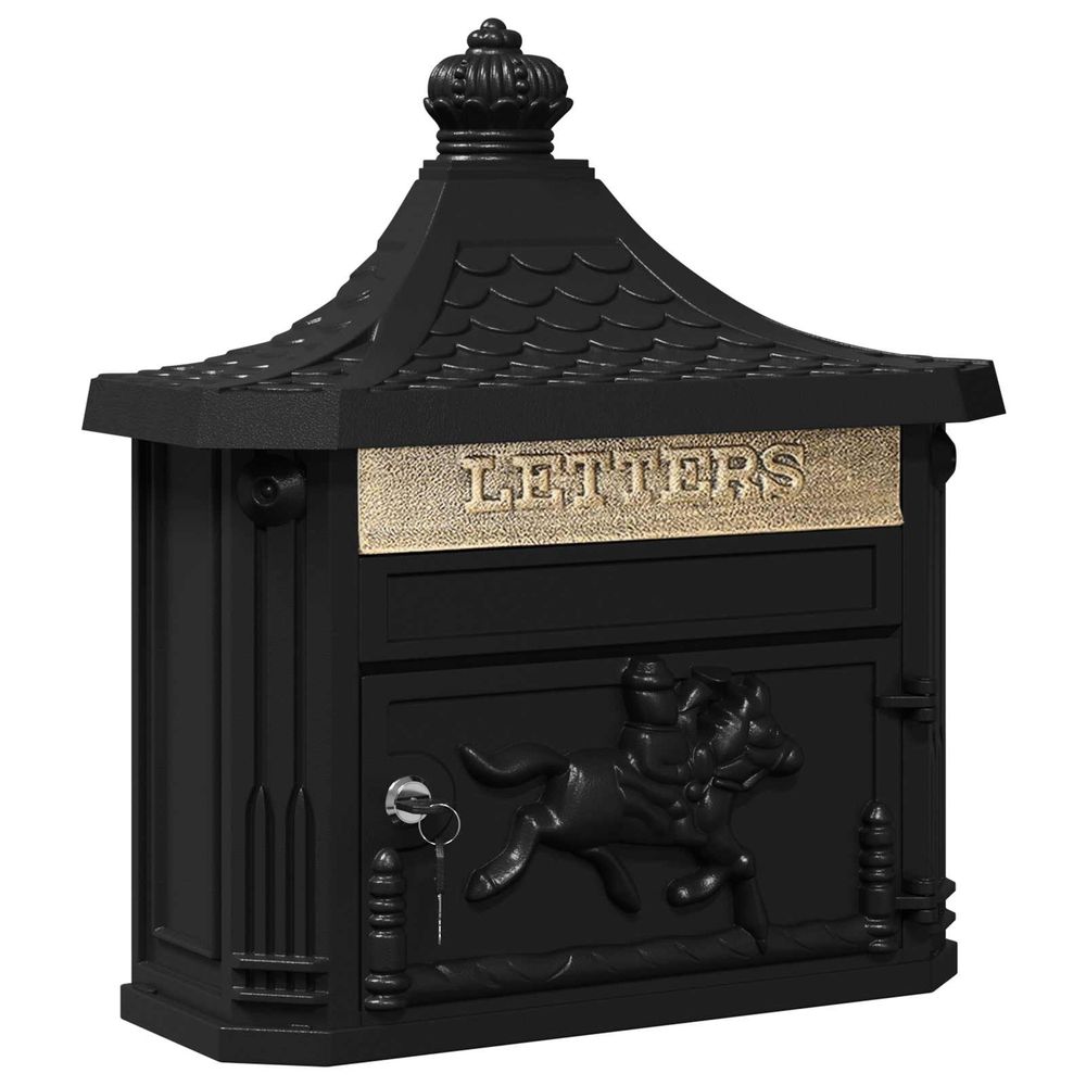Boîte aux lettres murale noir 40,5 x 16 x 45 cm aluminium coulé