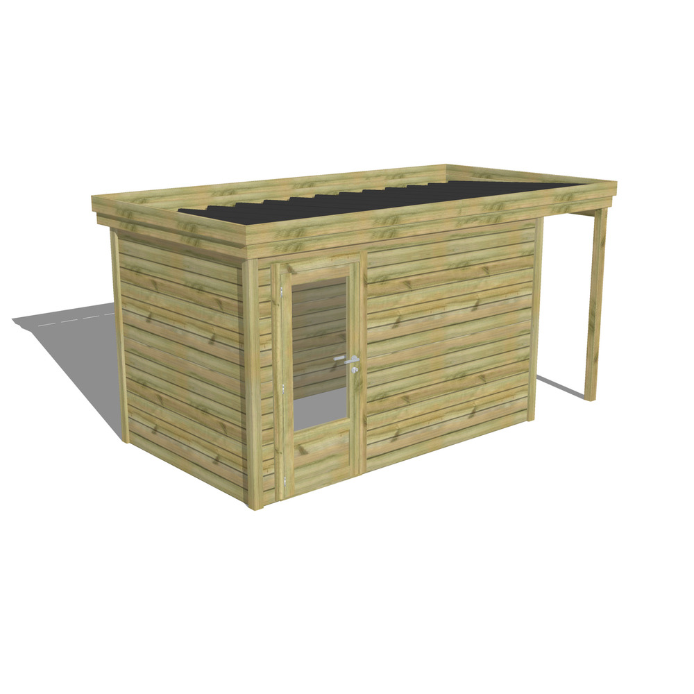 Abri de jardin bois pin traité autoclave 27mm - 4,44x2,14m / 10m2 - bac acier - abri français