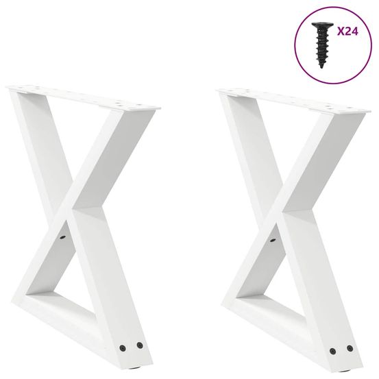 Pieds de table basse 2 pièces blanc 50 x (42-43,3) cm acier