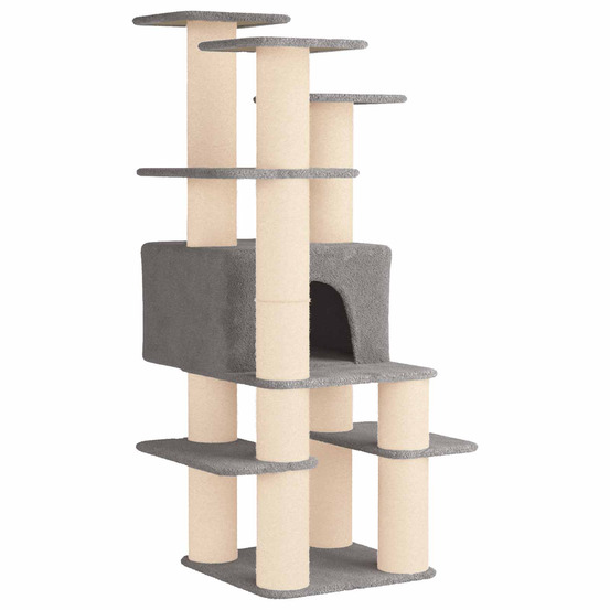 Arbre à chat avec poteaux à griffer en sisal gris clair 161 cm