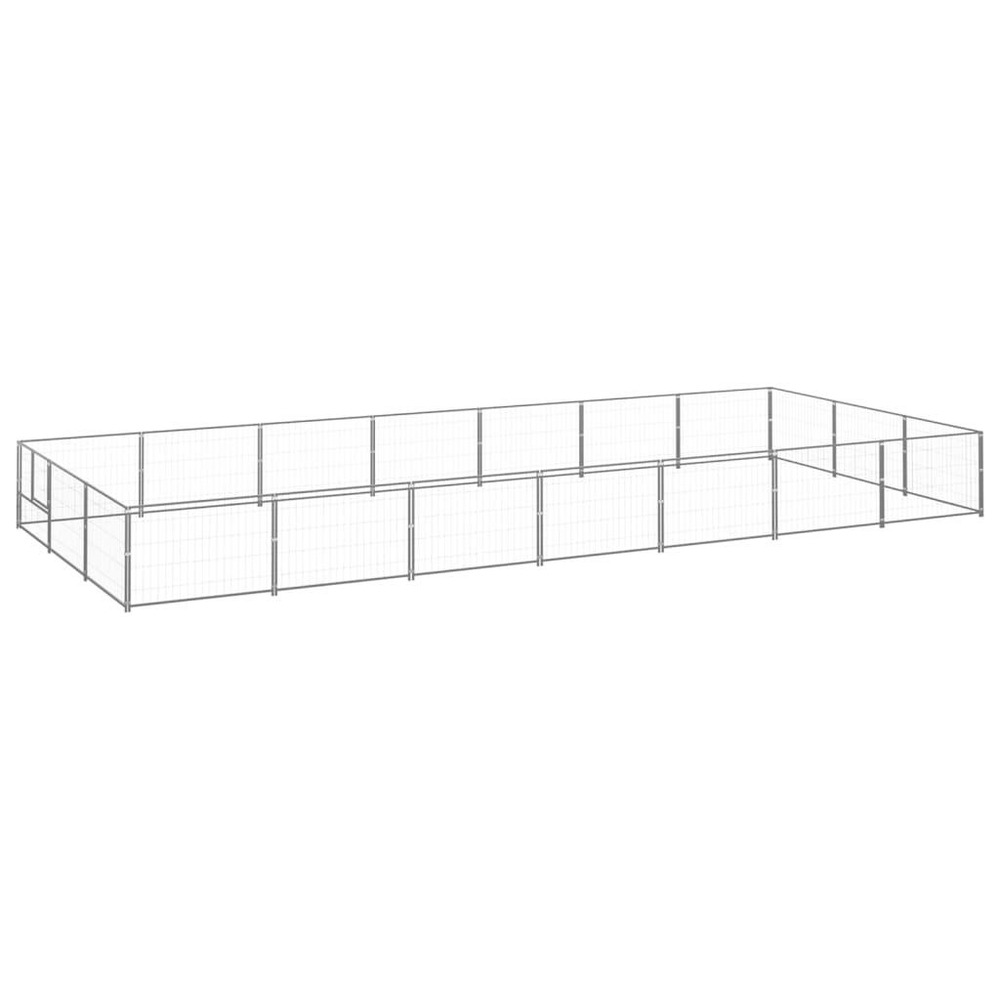 Chenil extérieur cage enclos parc animaux chien argenté 21 m² acier