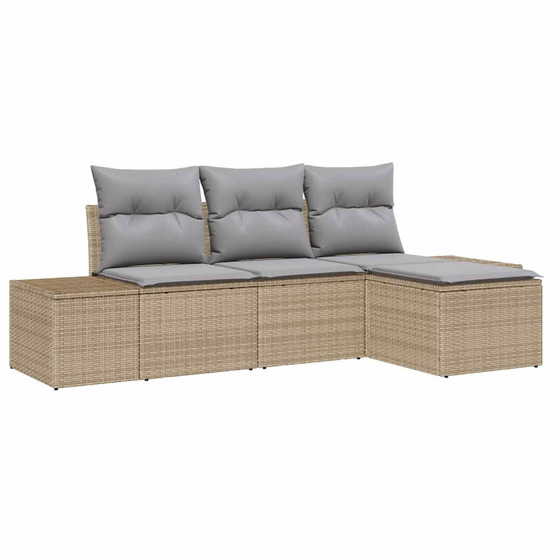 Ensemble de canapé de jardin 4 pcs beige poly rotin