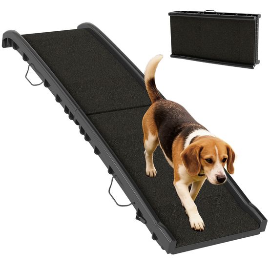 Rampe pliable chien plastique pp voiture pente douce antidérapante 155cm noir