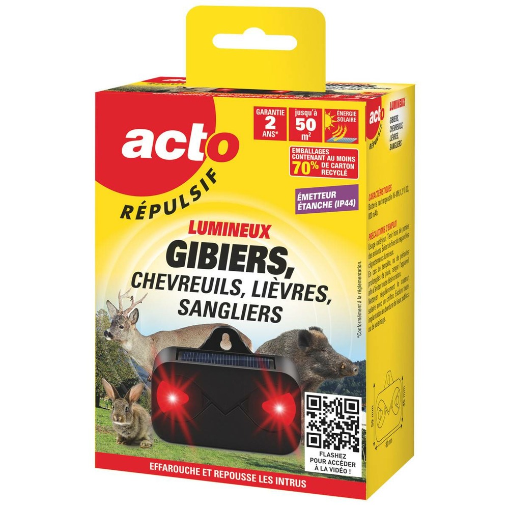 Répulsif gibier solaire lumineux acto - protection jardin & potager