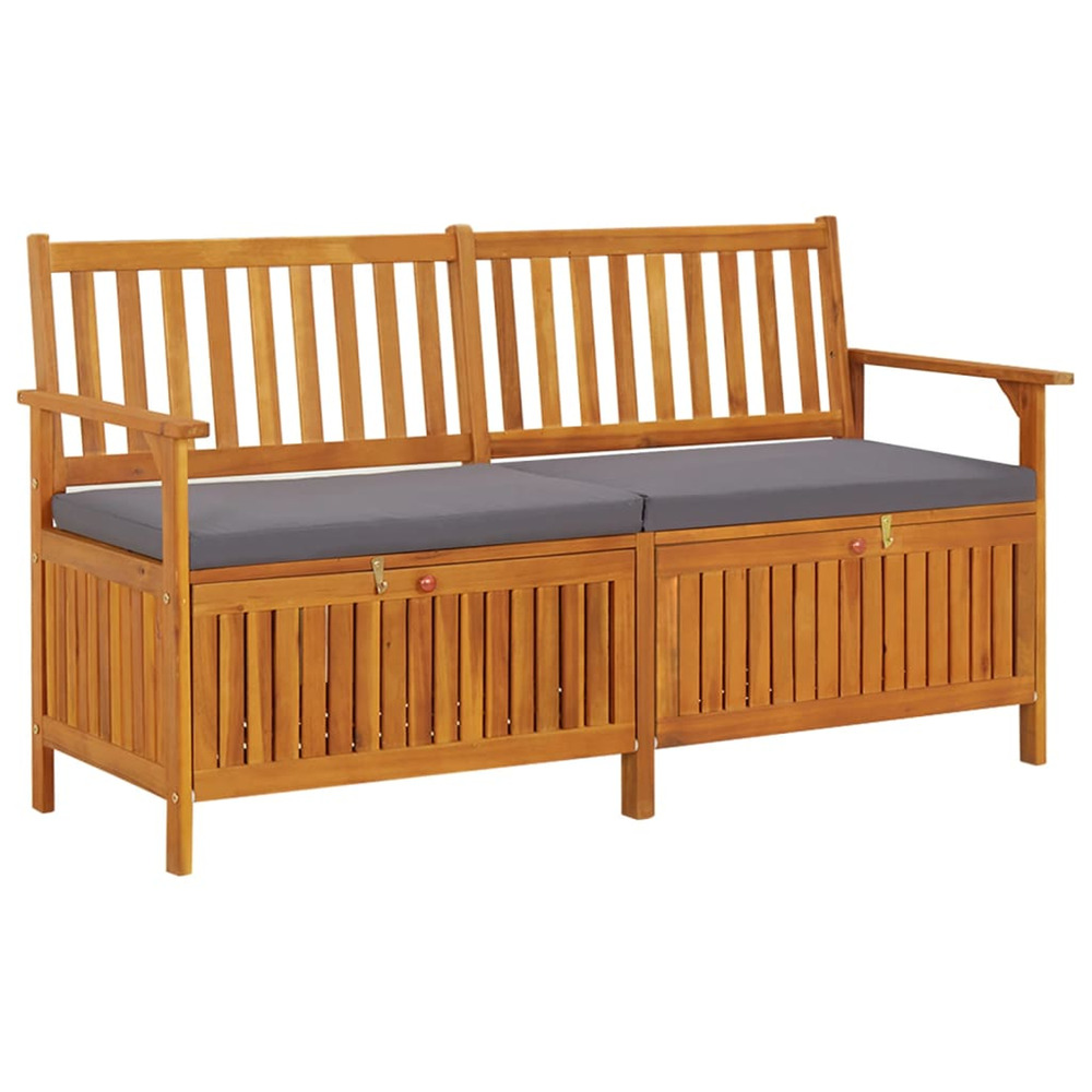 Banc de rangement avec coussin 148 cm bois d'acacia solide