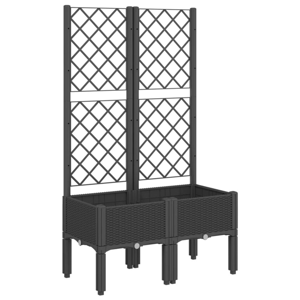 Jardinière d'extérieur avec treillis noir 80x40x142 cm pp
