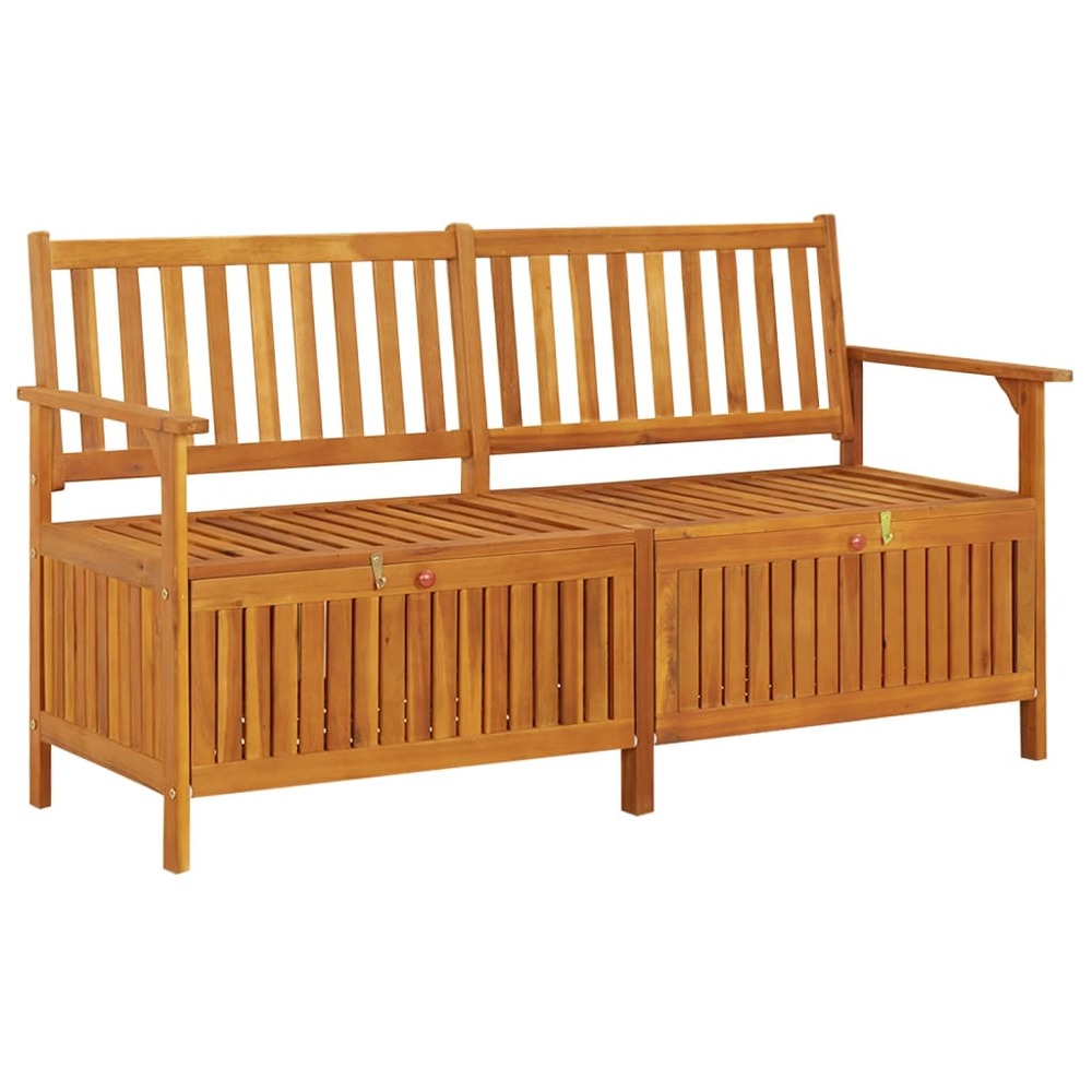 Banc de jardin meuble de patio d'extérieur terrasse de rangement 148 cm bois d'acacia solide
