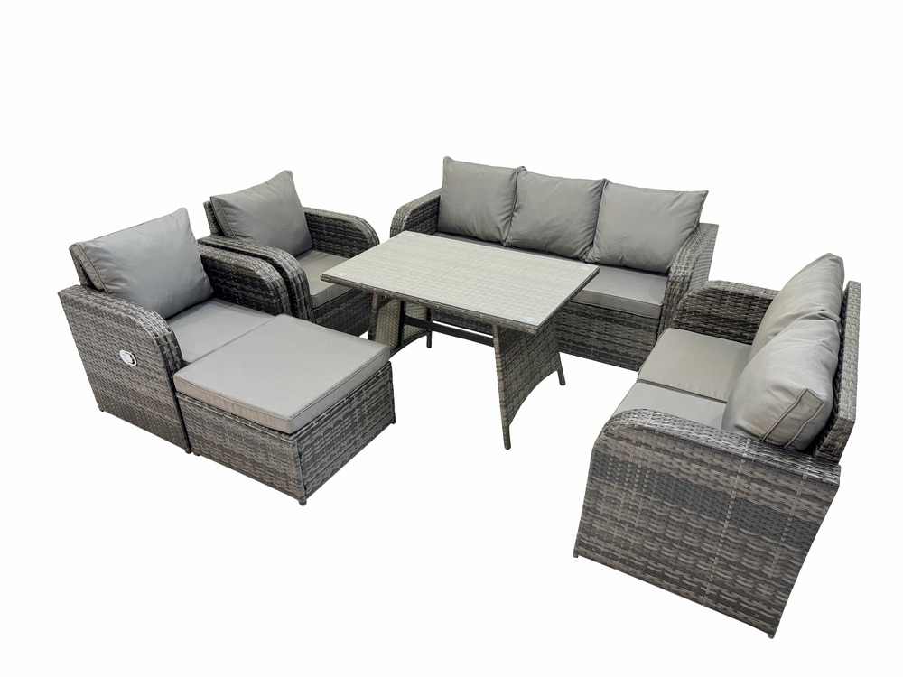 8 places dossier haut ensemble de meubles de jardin en rotin avec table à manger 3 places canapé d'amour grand tabouret