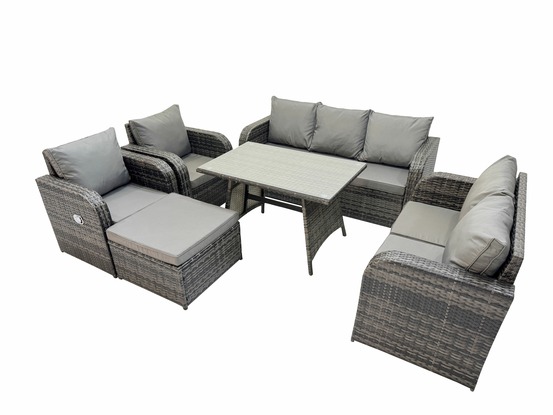 8 places dossier haut ensemble de meubles de jardin en rotin avec table à manger 3 places canapé d'amour grand tabouret