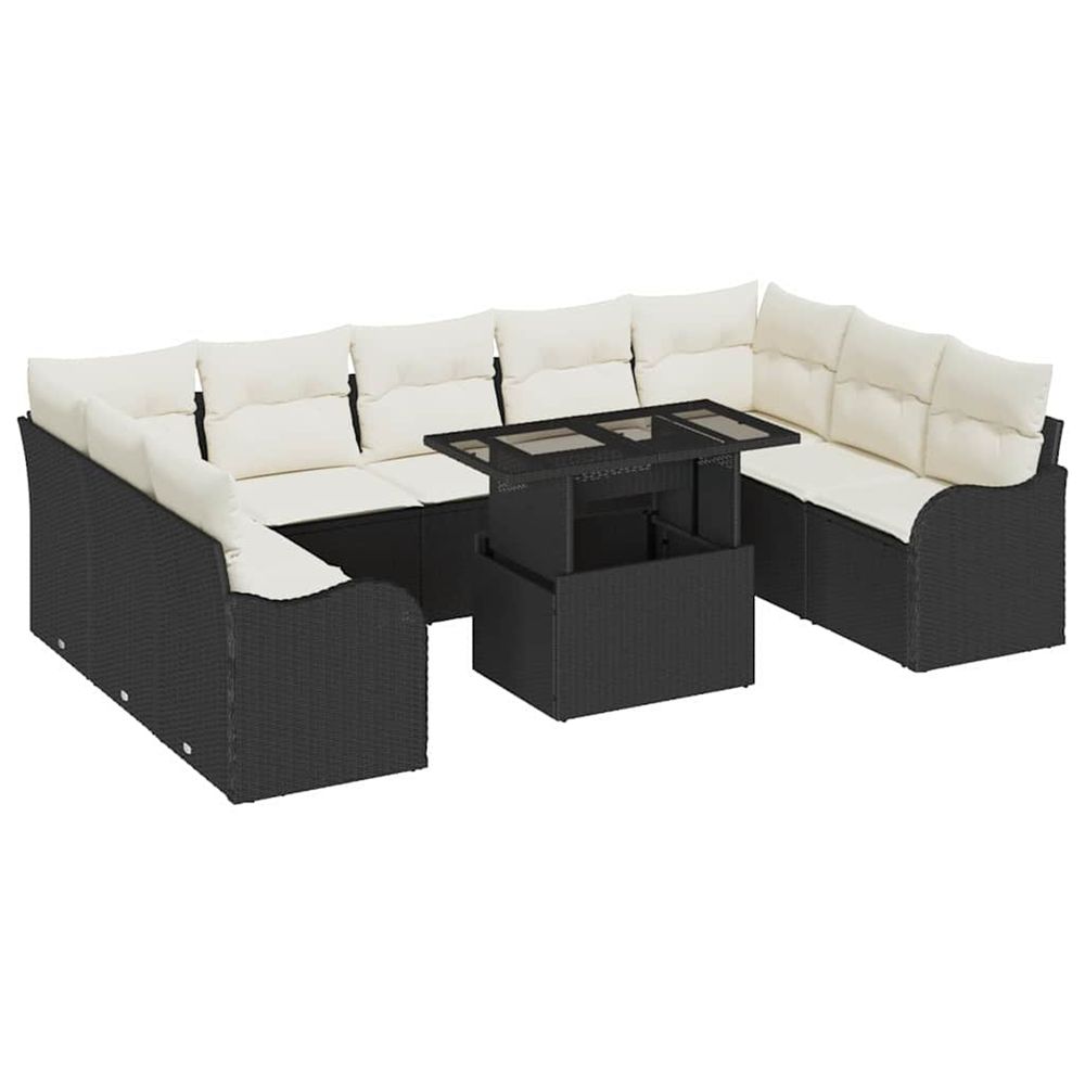 Ensemble de canapé de jardin 10 pc noir poly rotin