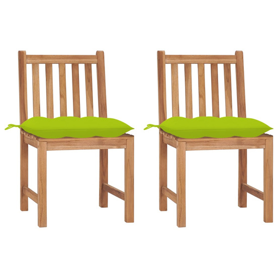 Chaises de jardin lot de 2 avec coussins bois de teck massif