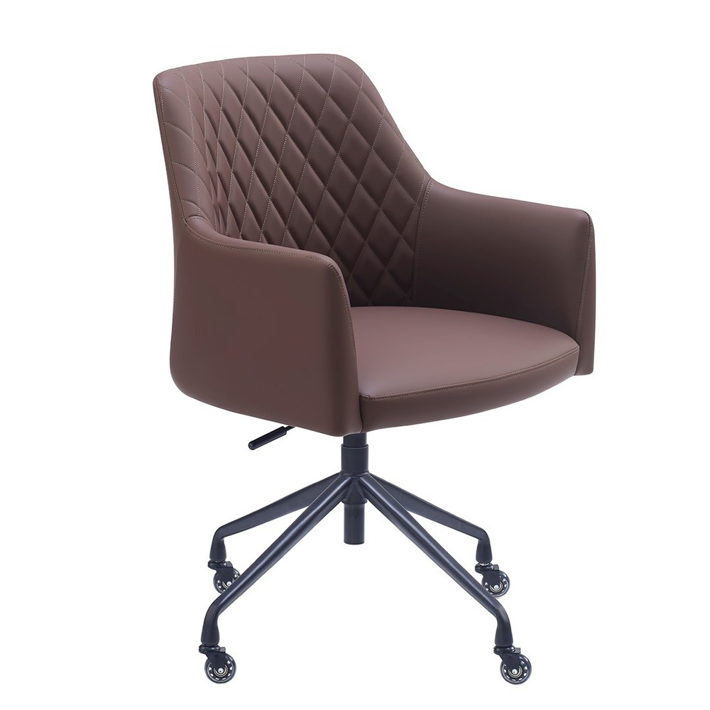 Chaise de bureau - vitoria - marron foncé - cuir pu