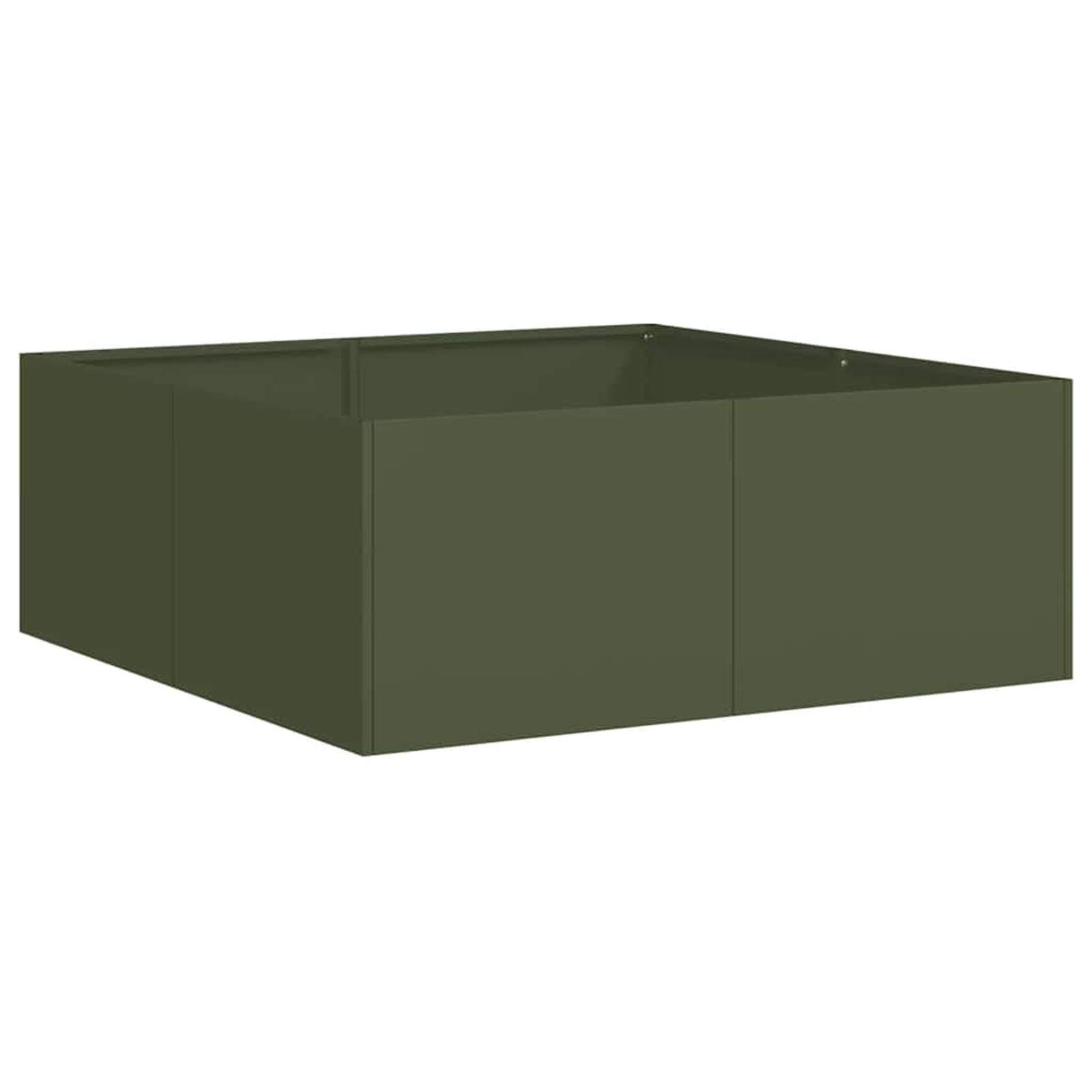 Jardinière d'extérieur vert olive 80x80x30 cm acier