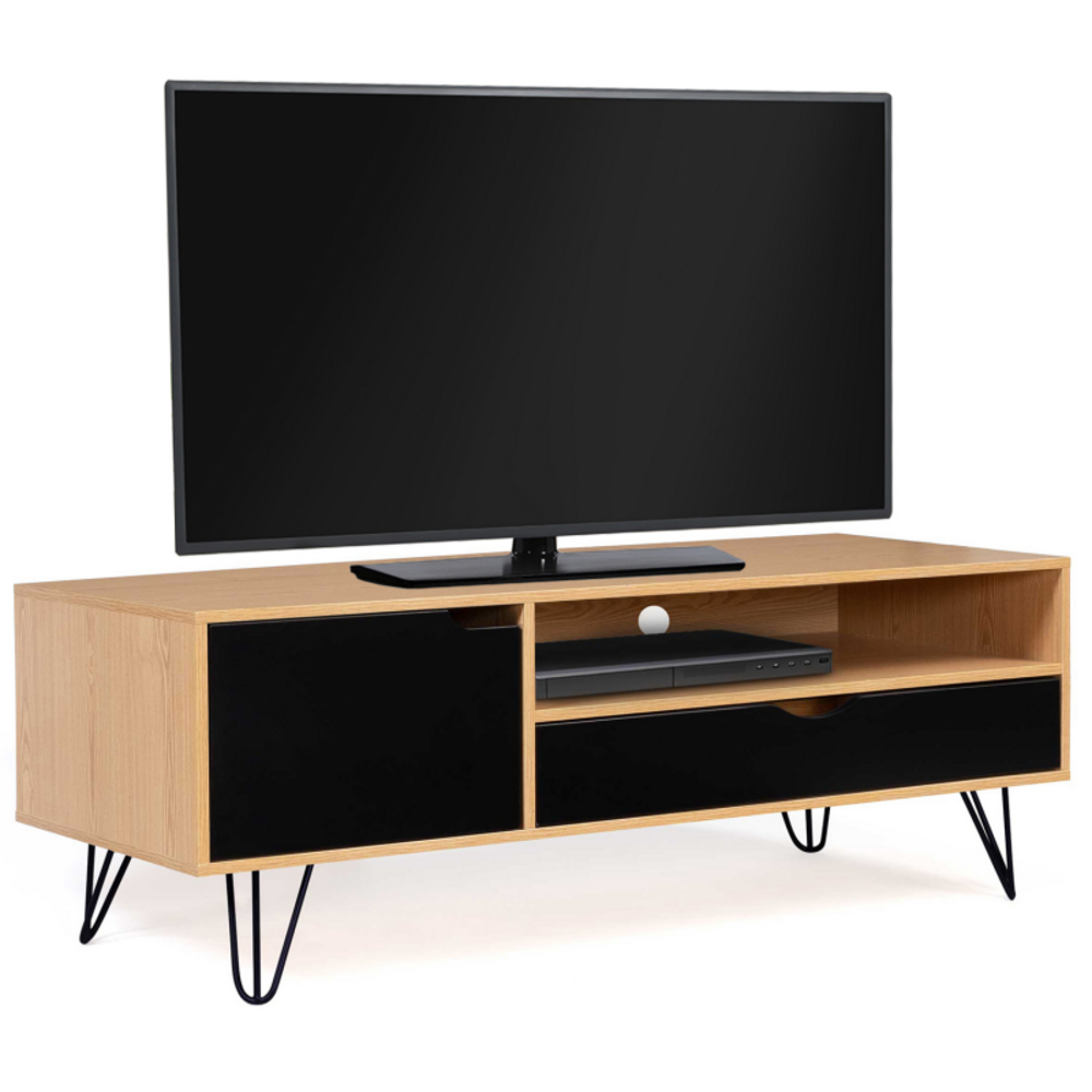 Idmarket meuble tv vintage noemi 1 porte 1 tiroir bois pied épingle