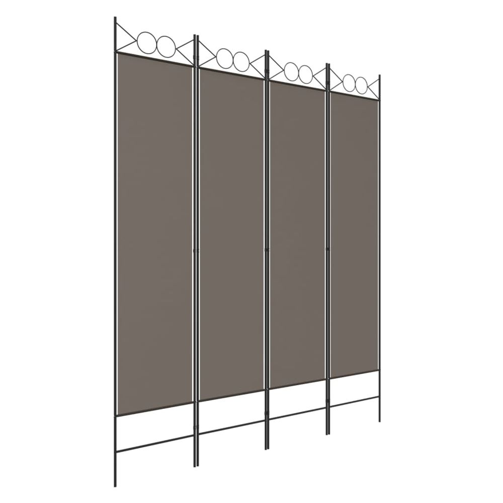 Cloison de séparation 4 panneaux anthracite 160x200 cm tissu