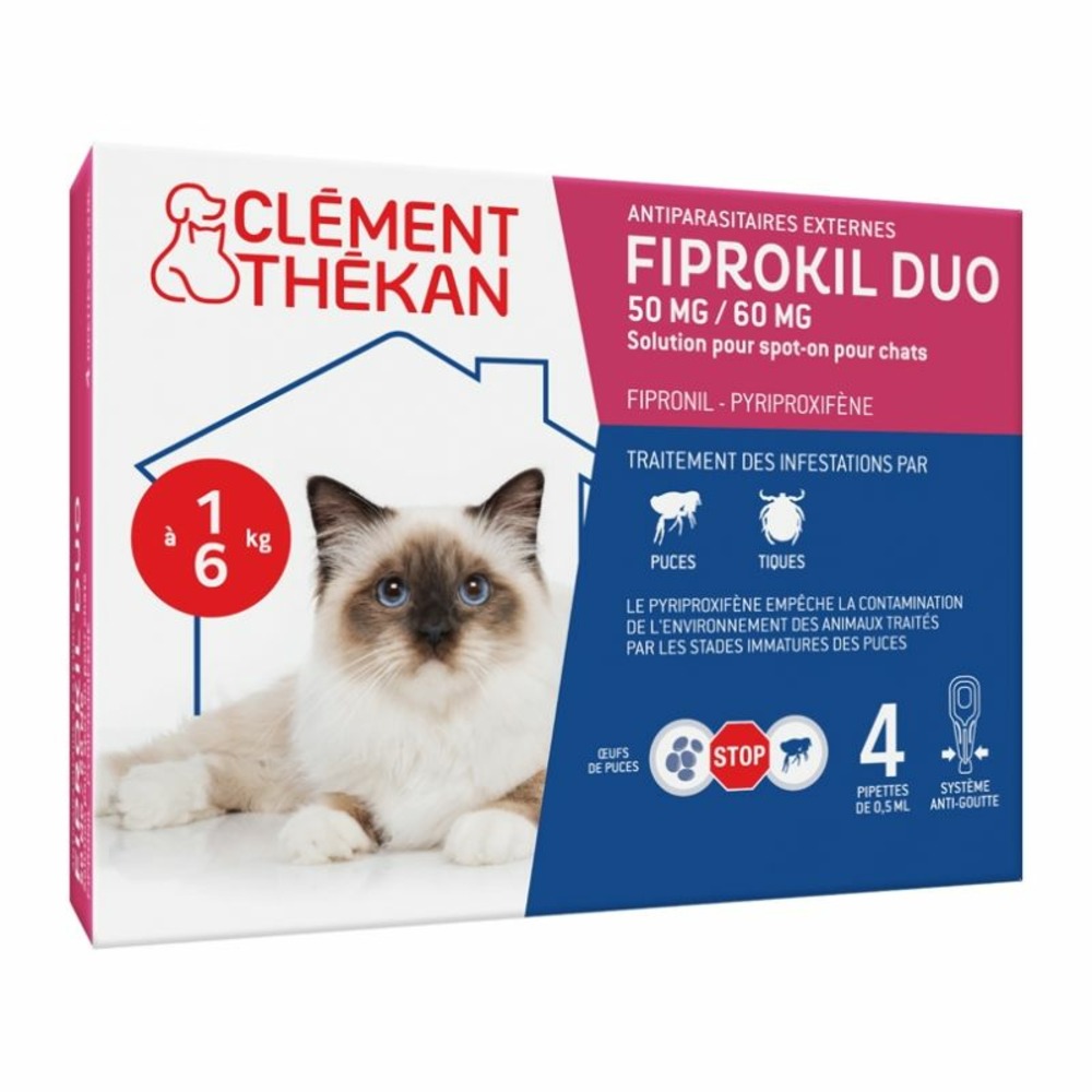Fiprokil duo chat 4 kg - clement thekan 4 pipettes