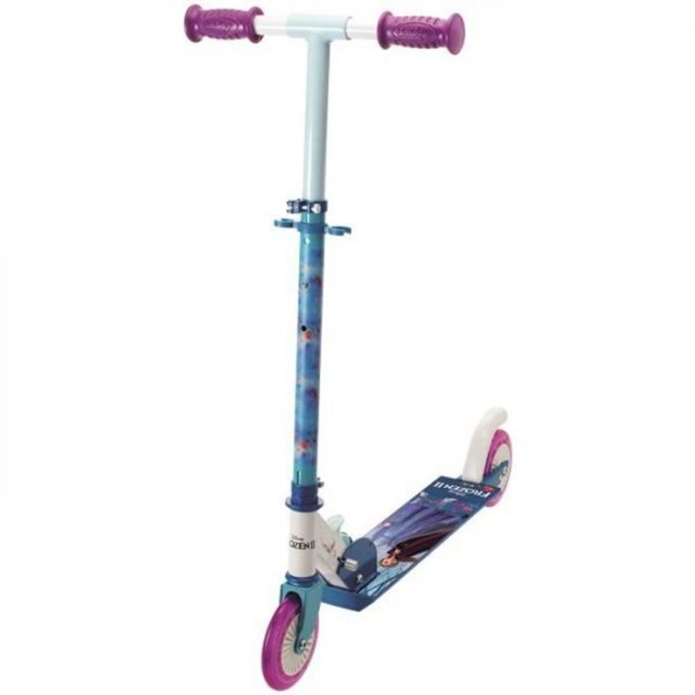 Patinette 2 roues pliable - smoby - reine des neiges - structure métal - trottinette avec uidon réglable