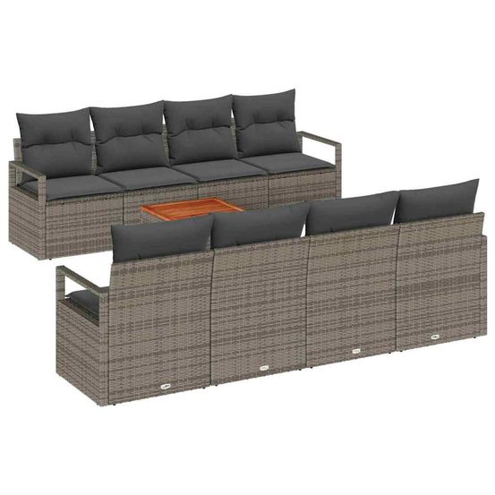 Ensemble de canapé de jardin 9 pc gris polyrotin
