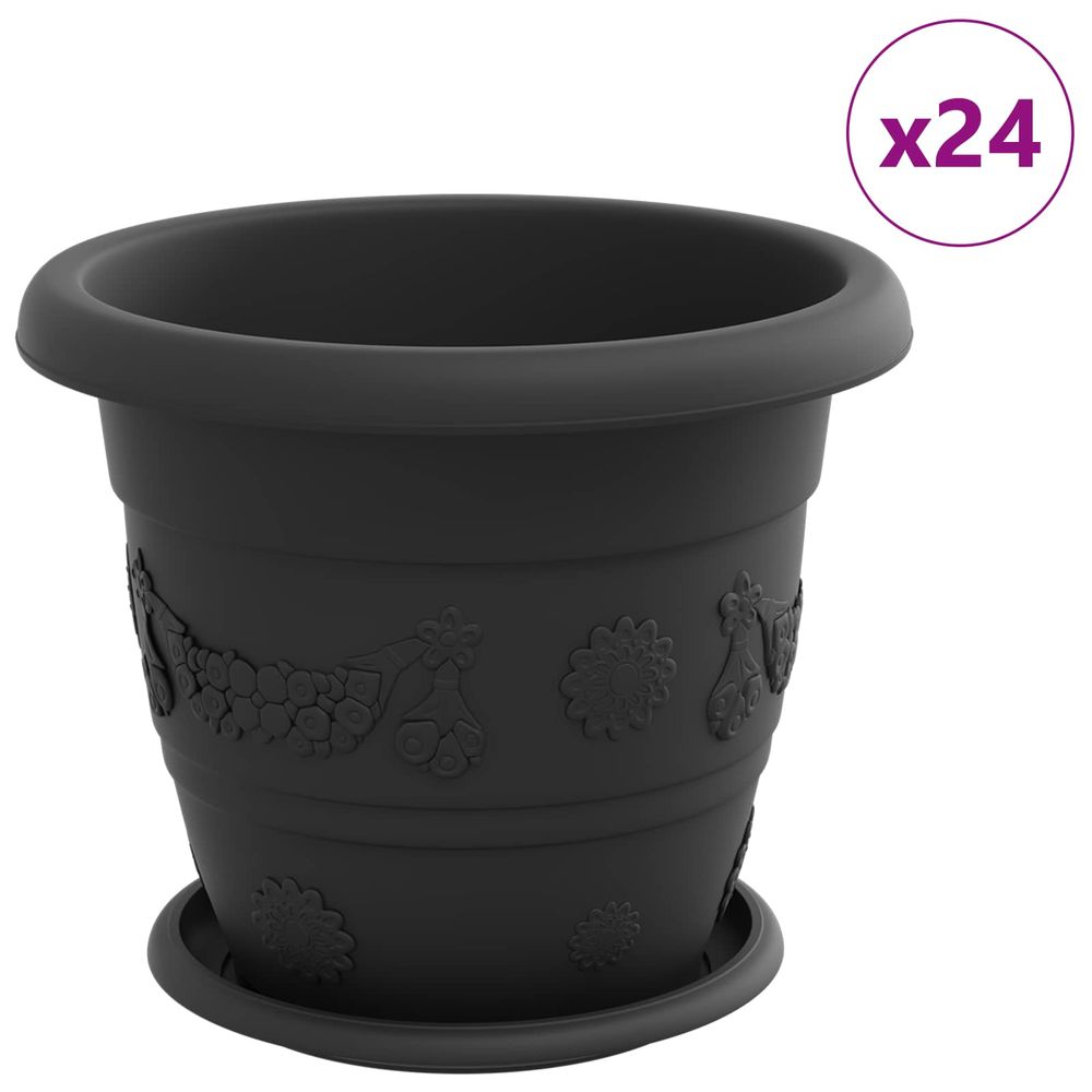 Pots de plantes 24 pc noir ø 26 x 21.5 cm plastique