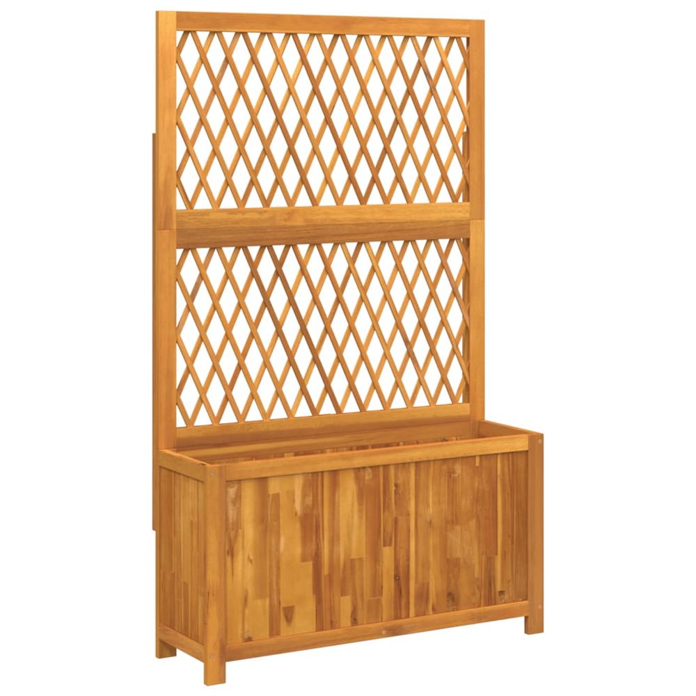 Jardinière d'extérieur avec treillis 100x32x165 cm bois massif d'acacia