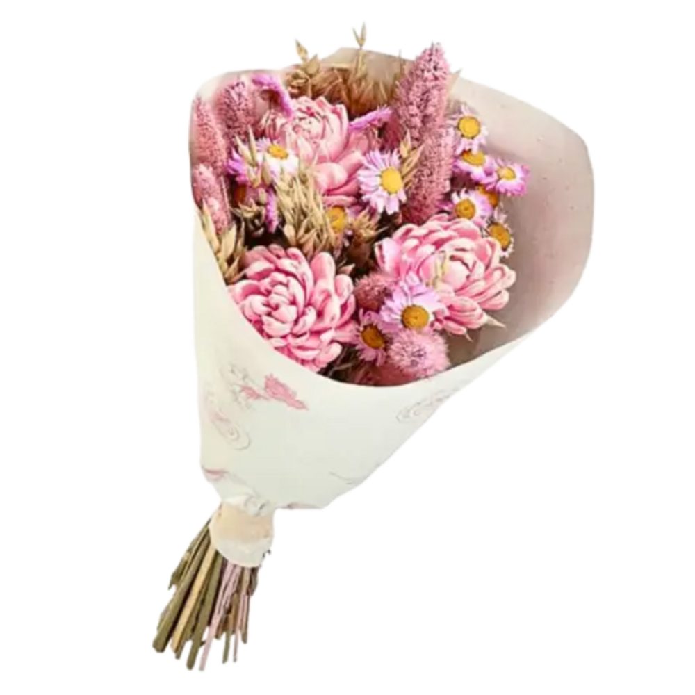 Bouquet de fleurs séchées rose 50 cm