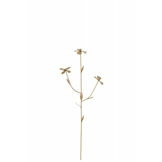 Branche de 3 fleurs en métal doré 21x7x57 cm