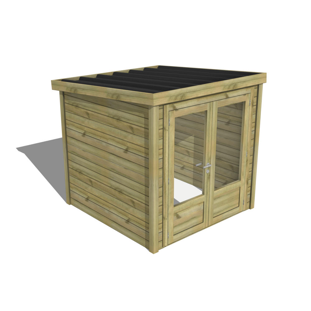 Abri de jardin bois pin traité autoclave 27mm - essentiel - 2,14x2,14m / 5m2 - bac acier - abri français