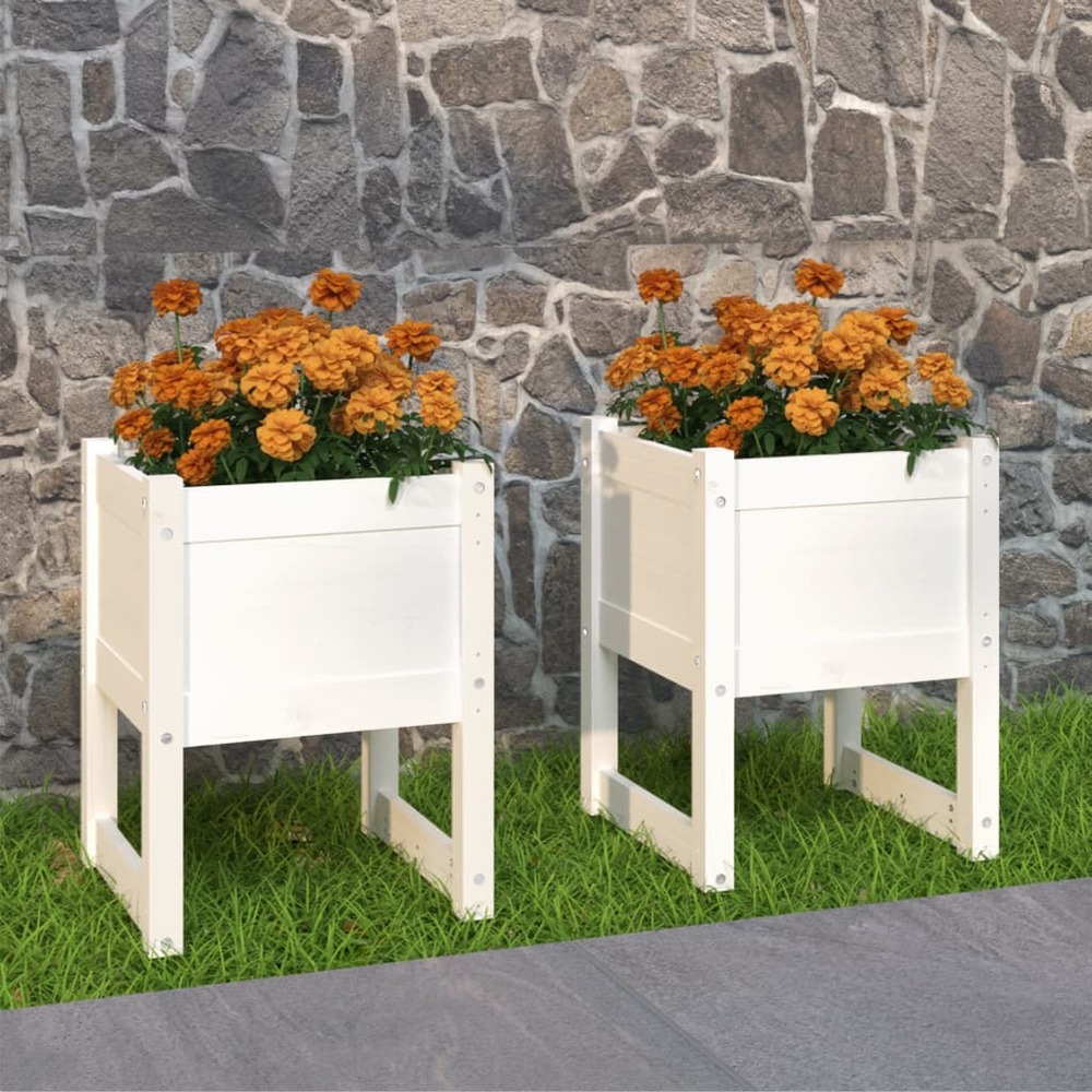 Jardinières 2 pcs blanc 40x40x52,5 cm bois massif de pin