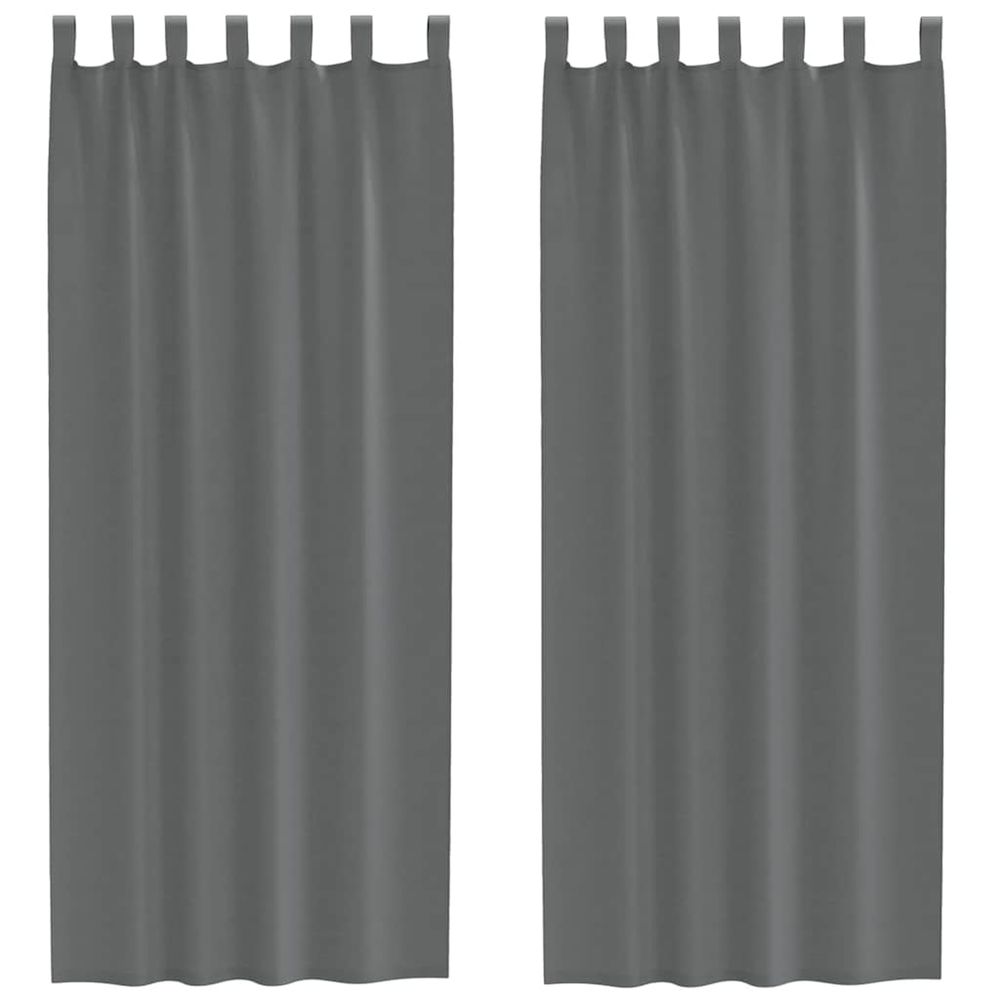 Rideaux en voile avec boucles 2 pcs gris foncé 140x260 cm