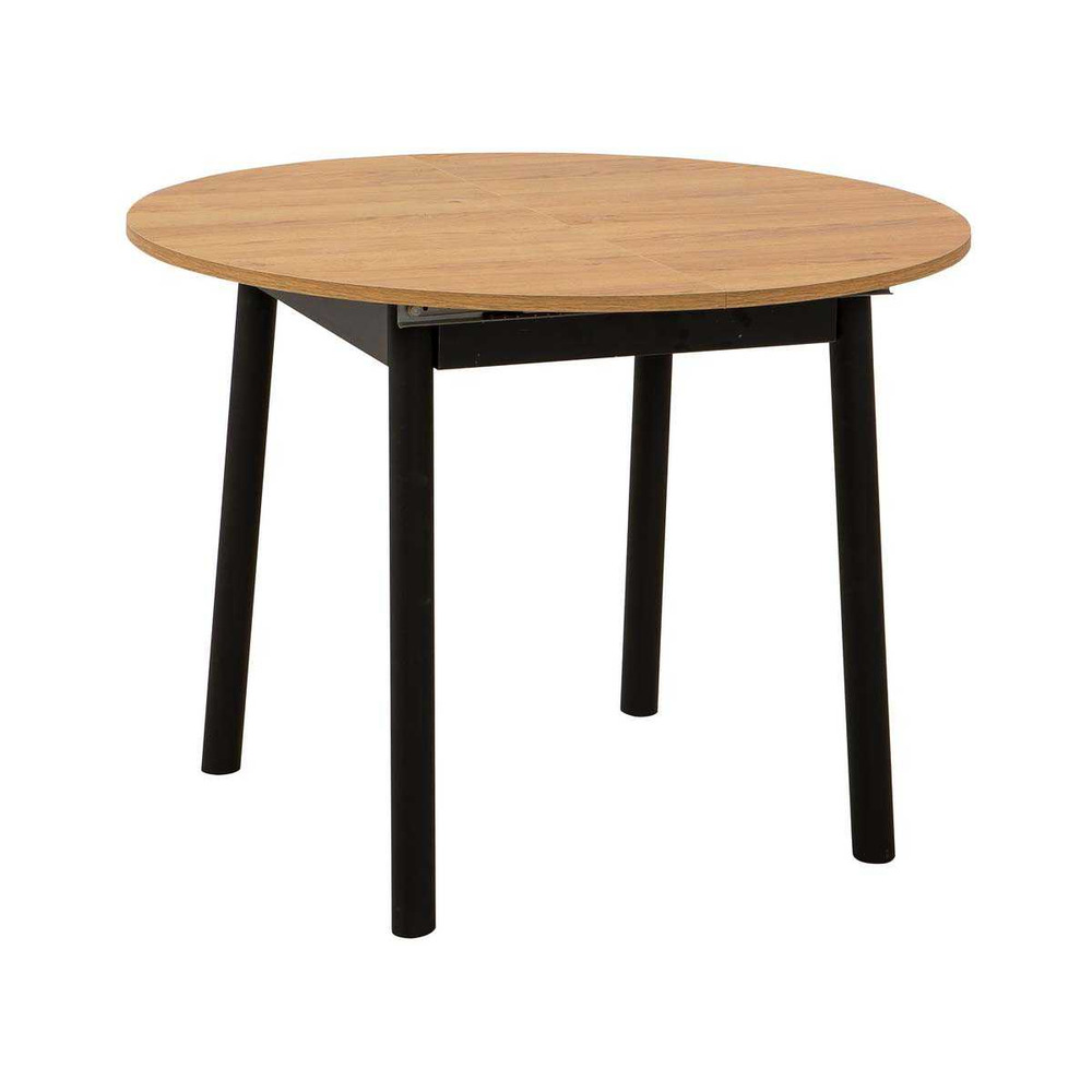 Table repas ronde en aggloméré avec allonge oliver chêne