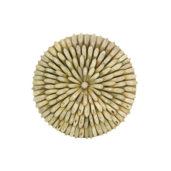 Décoration murale ronde en teck massif nature - arthur