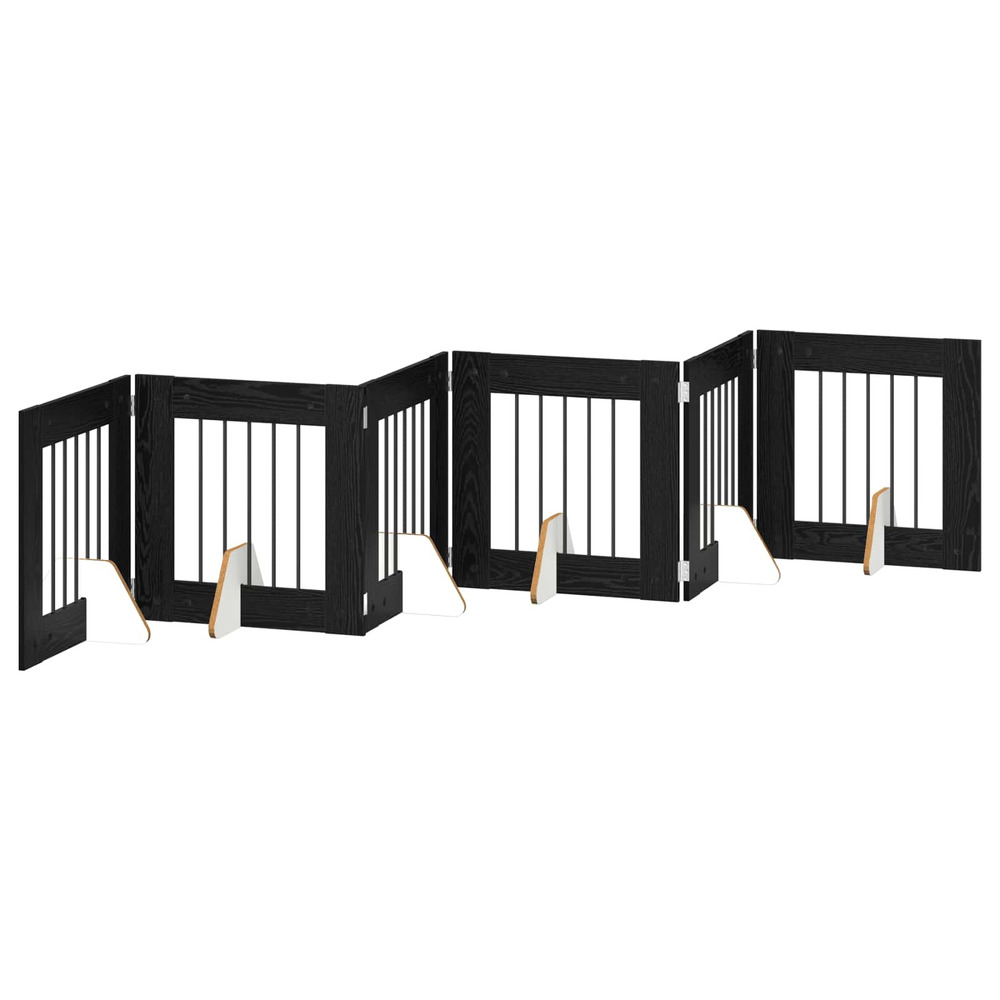 Porte de chien pliable avec supports 6 pcs chêne noir 362 cm