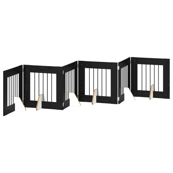 Porte de chien pliable avec supports 6 pcs chêne noir 362 cm