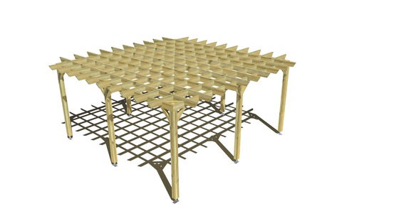 Pergola bois • 5m x 5m • indépendante • style retro • livraison comprise