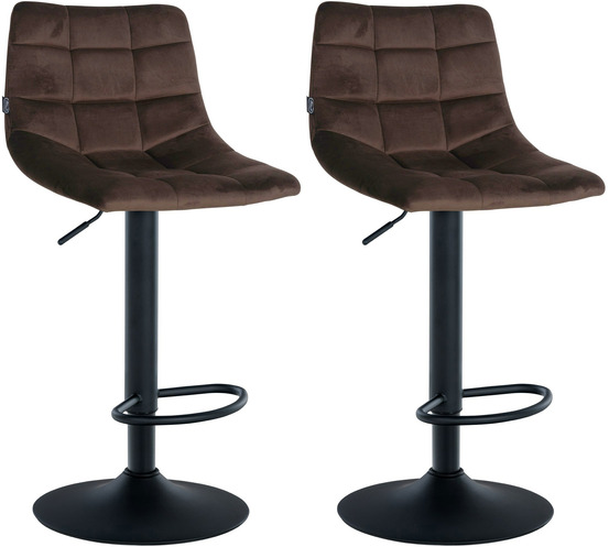 Lot de 2 tabourets de bar jerry velours noir