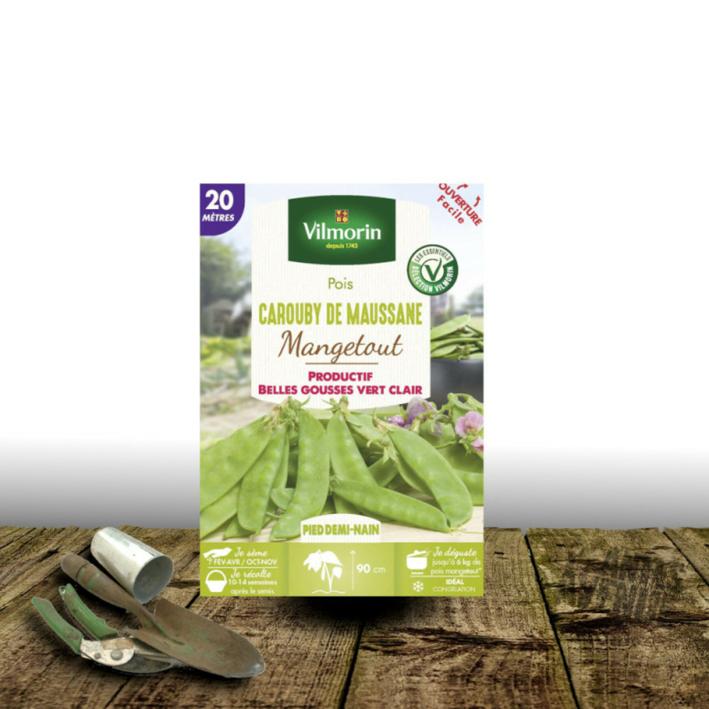 Graines de pois demi-nain mangetout carouby de maussane - vilmorin boite - 20 mètres