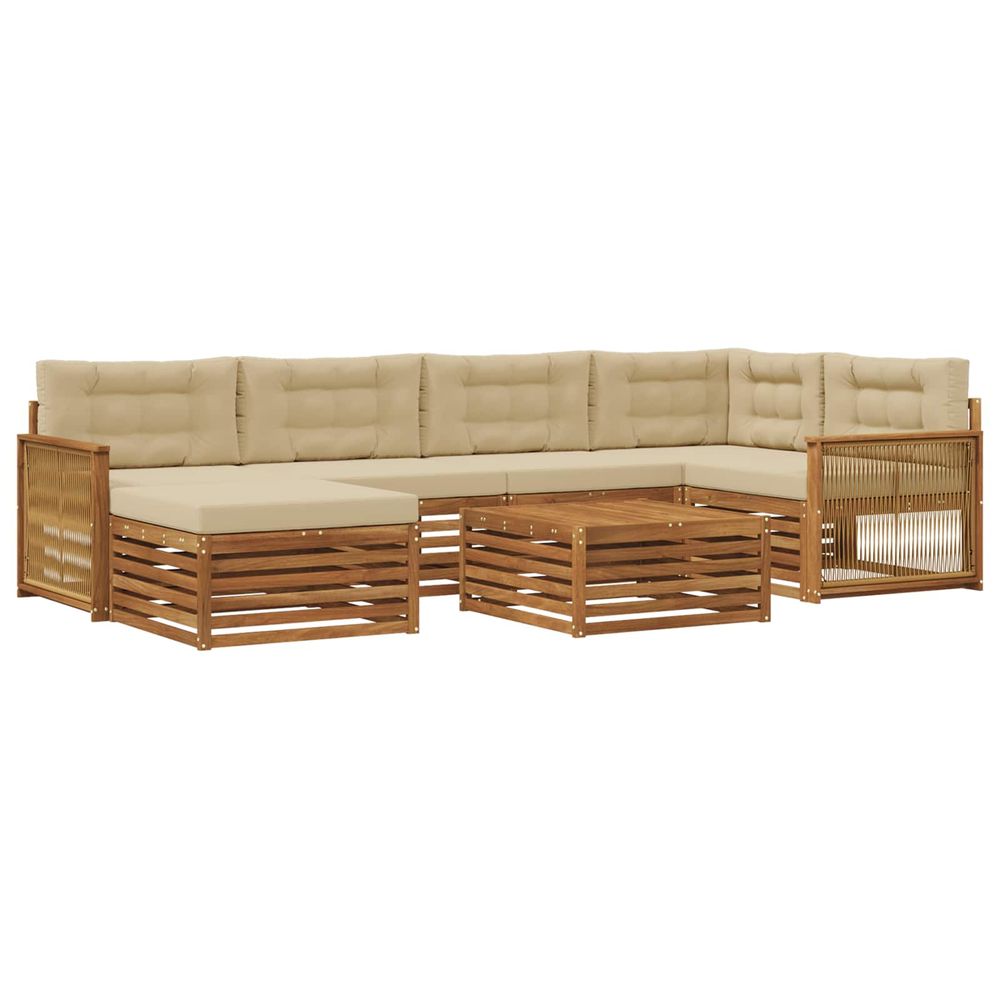 Ensemble de canapés d'extérieur 7 pc naturel et beige