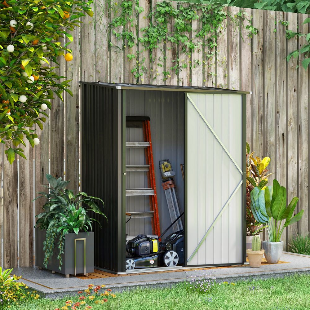 Abri jardin métal acier galvanisé toit pente rangement outils 1,34m² noir - comfortxl outdoor living
