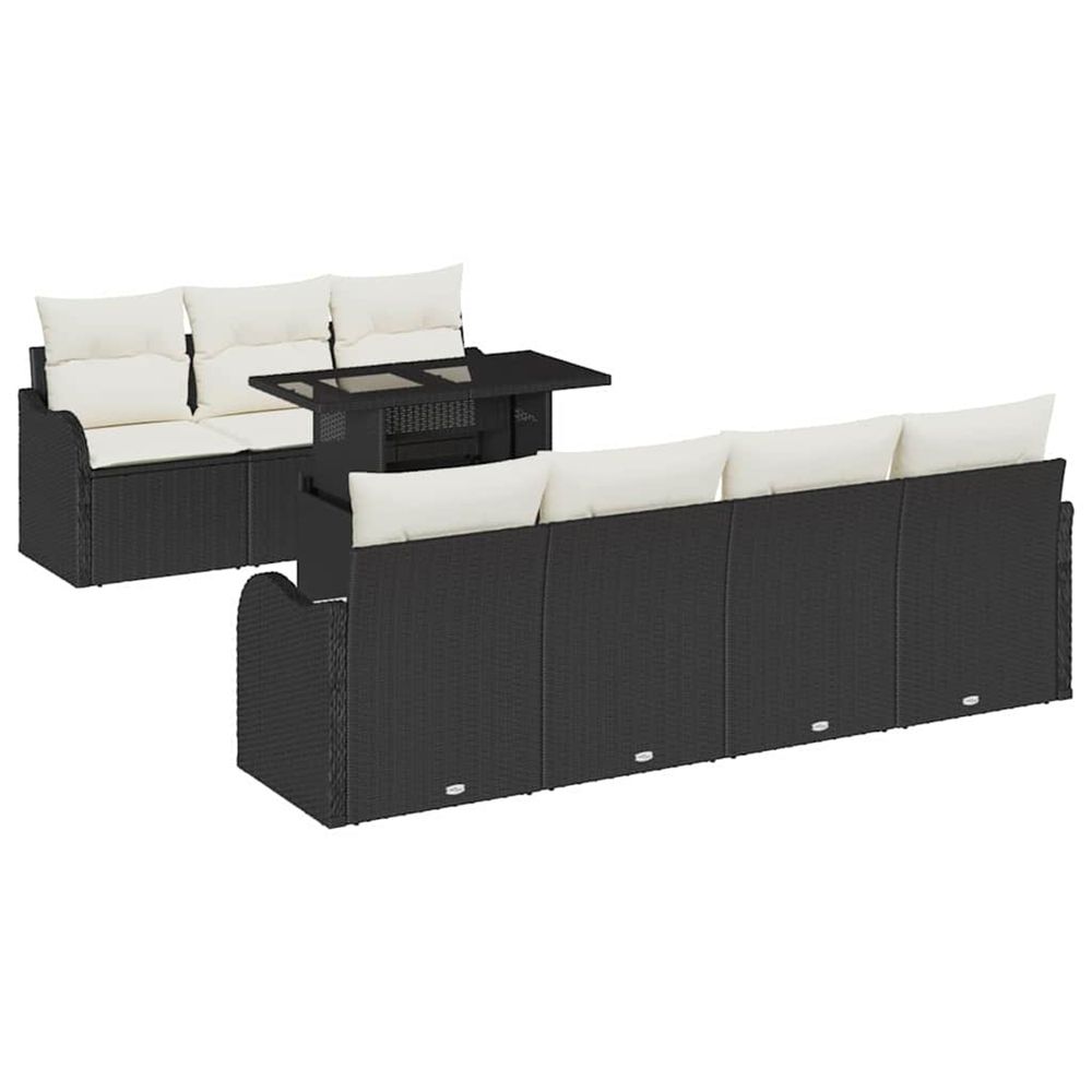 Ensemble de canapé de jardin 8 pc noir polyrotin